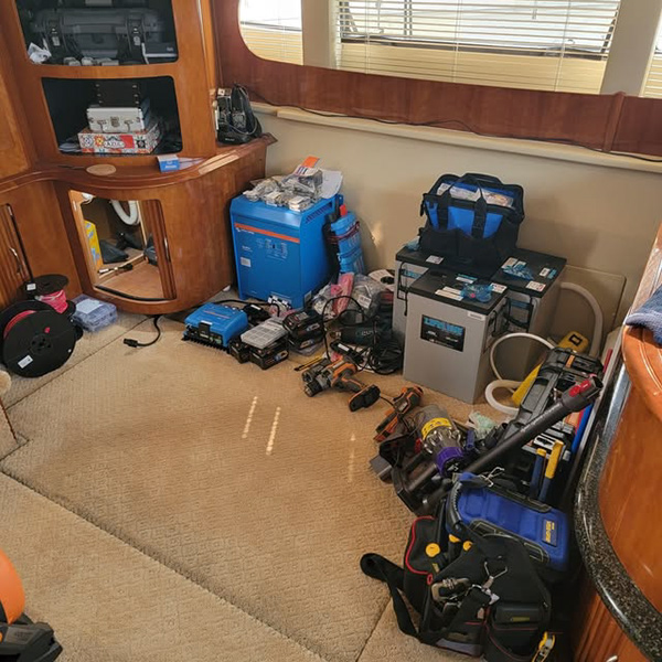 Parts on floor