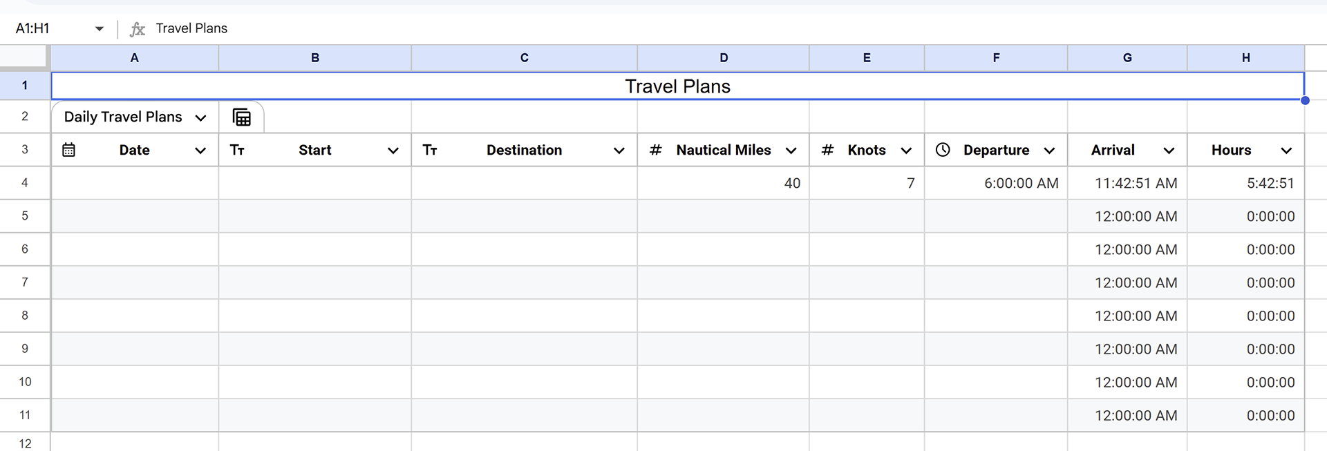 Daily Trip Planner Screenshot